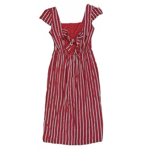 Trixxi Back‎ Cut Out Stripe Button Down Scoop Neck Cap Sleeve Maxi Dress M NWT - Picture 6 of 8